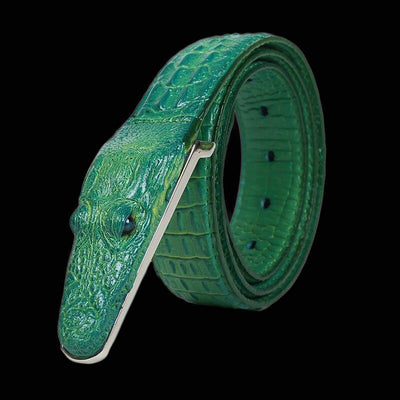 Crocodile Shaped Leather Belt