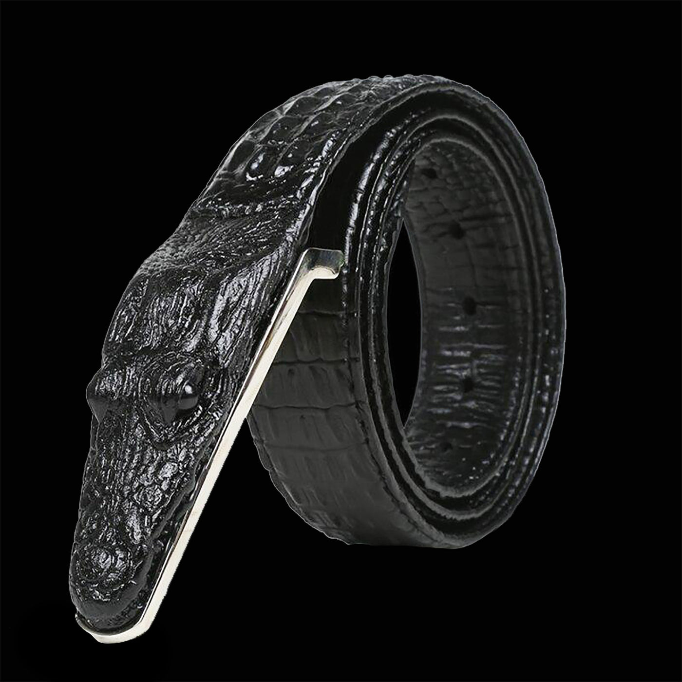 Crocodile Shaped Leather Belt