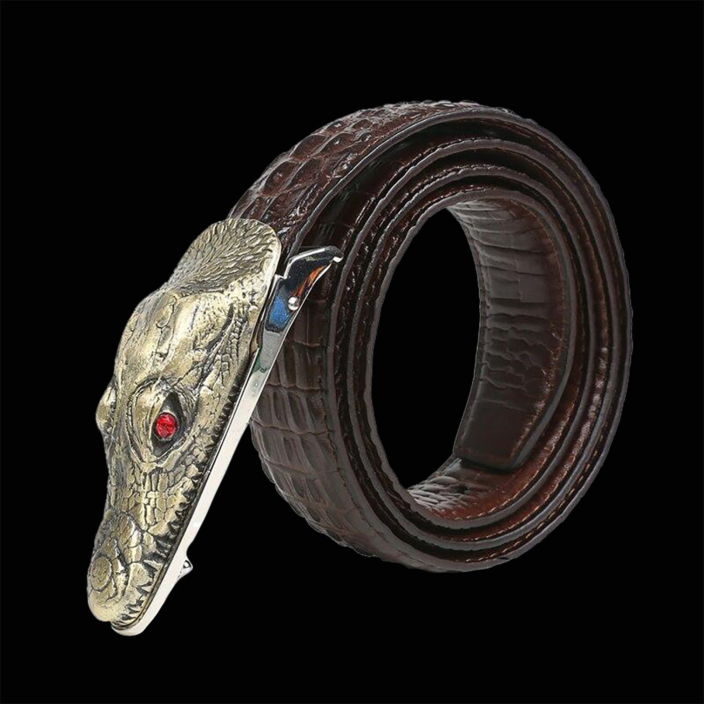 Crocodile Shaped Leather Belt