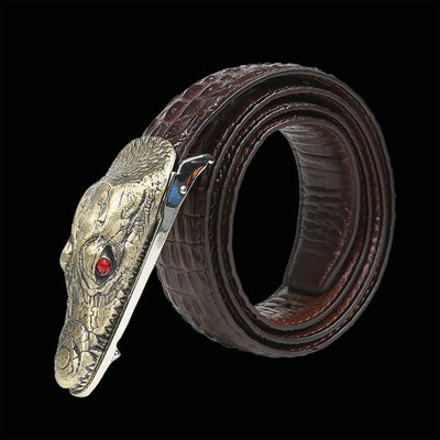 Crocodile Shaped Leather Belt