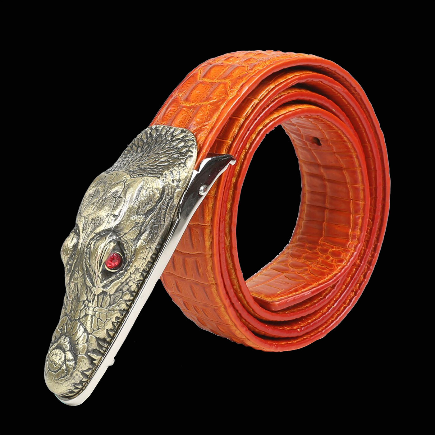 Crocodile Shaped Leather Belt