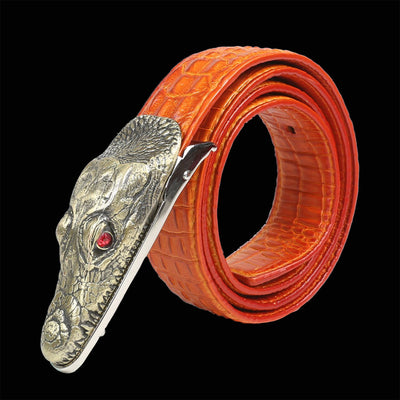 Crocodile Shaped Leather Belt