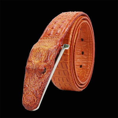 Crocodile Shaped Leather Belt