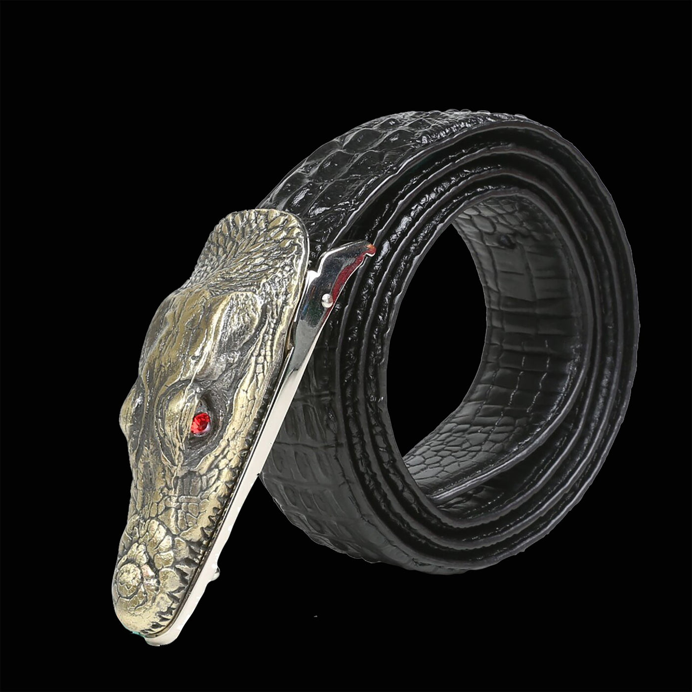 Crocodile Shaped Leather Belt