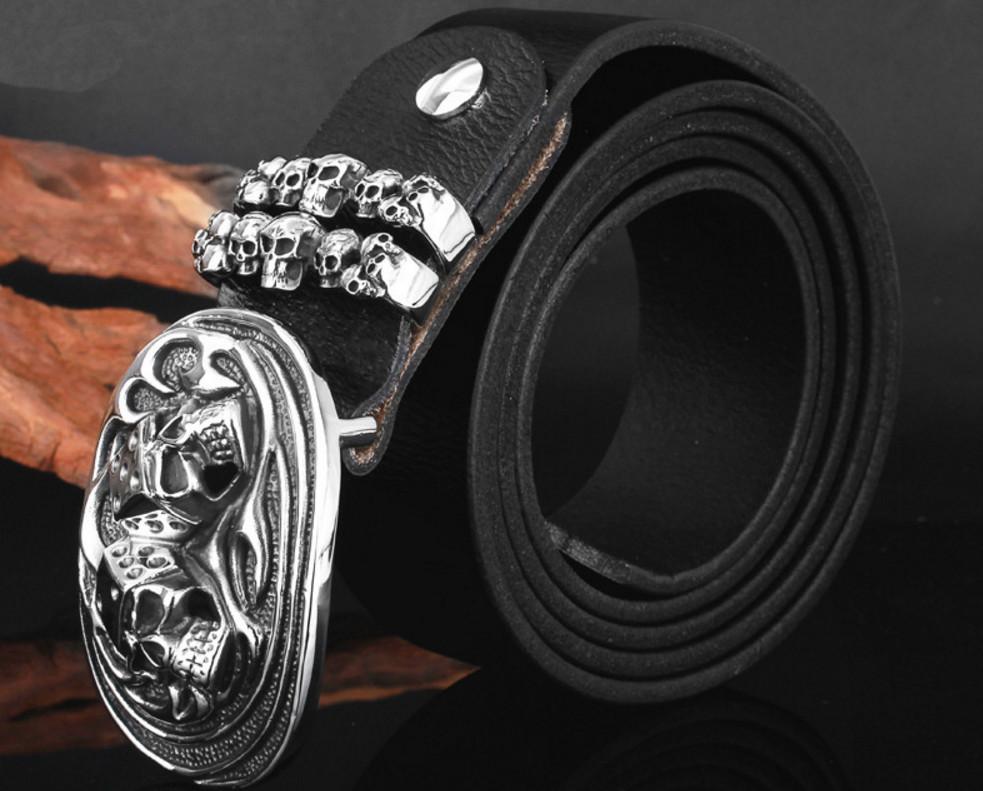 Skull Dice Leather Belt