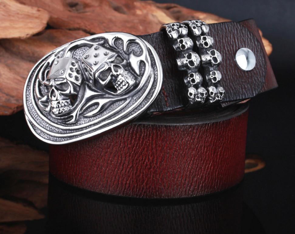 Skull Dice Leather Belt