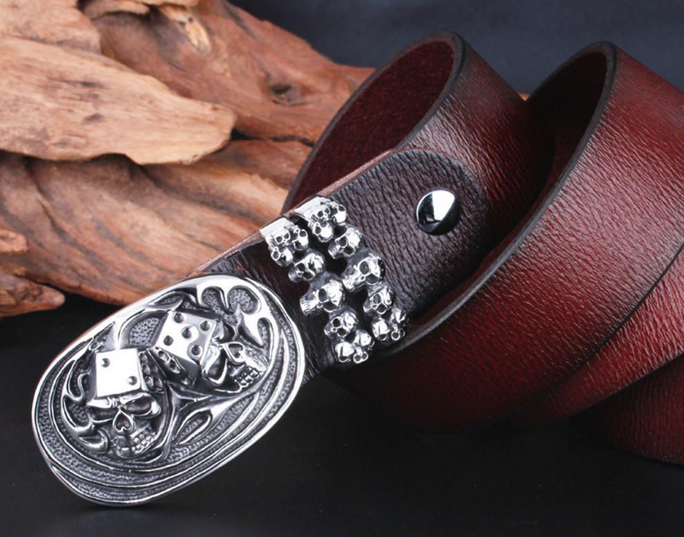 Skull Dice Leather Belt