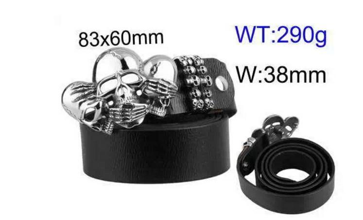 3 Wise Skulls Leather Belt