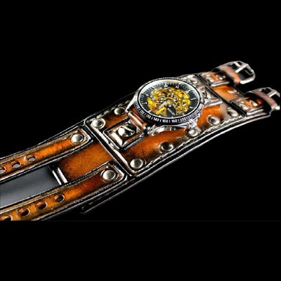 Chronograph Studded Leather Cuff Watch