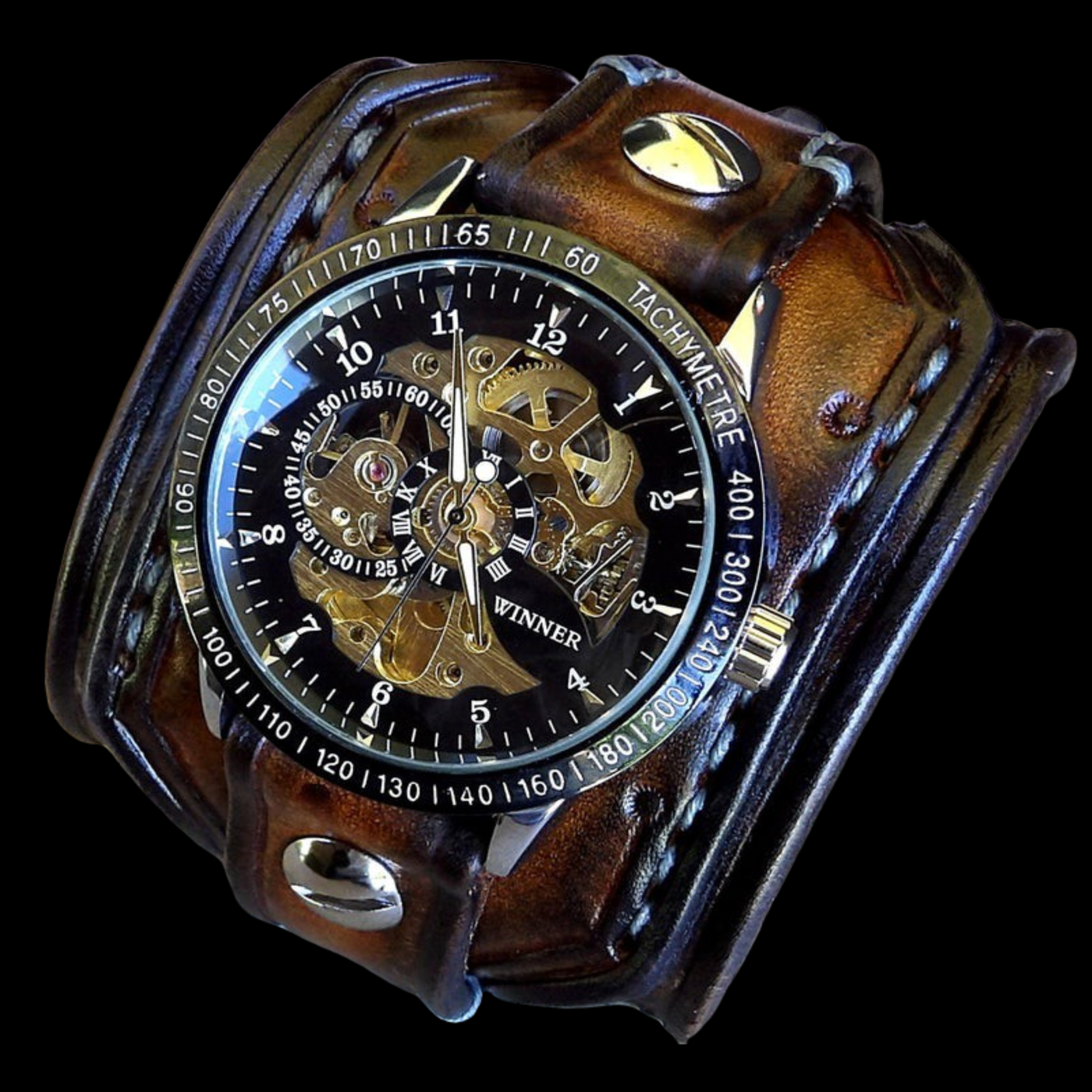 Chronograph Leather Cuff Watch