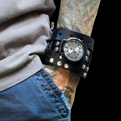 The Studmaster Leather Cuff Watch