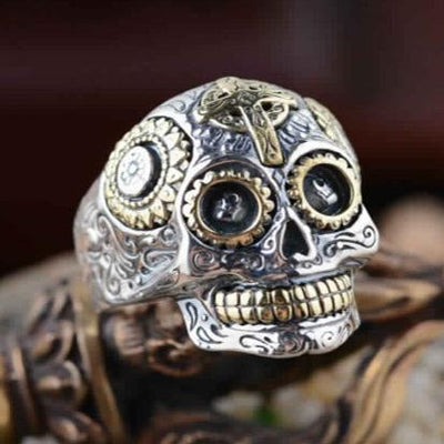 Silver Sugar Skull + Cross