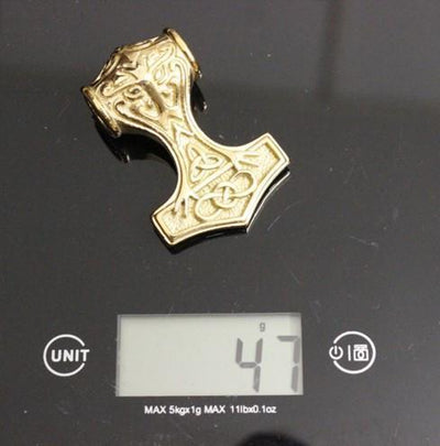 Gold Thor Hammer Pendant