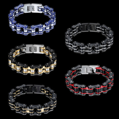 Biker Proud™ Chain Bracelet • Gold Silver Black Red or Blue