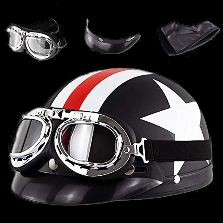 US or UK Flag DOT Retro Half Helmet