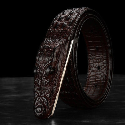 Crocodile Shaped Leather Belt