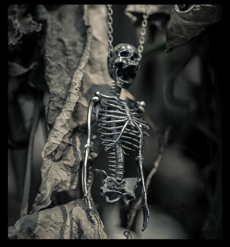 Half Skeleton Sterling Silver Necklace