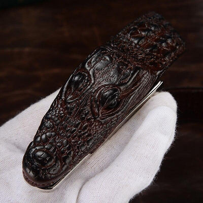 Crocodile Shaped Leather Belt