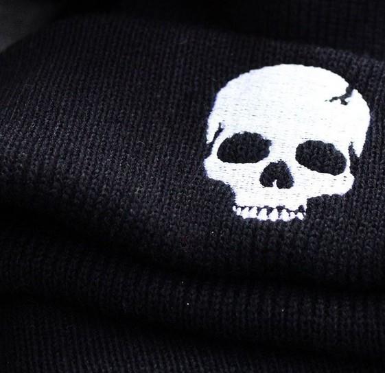 Embroidered Skull Beanie