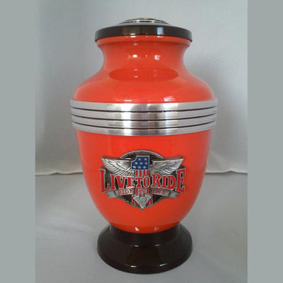 Biker Cremation Urn—Orange