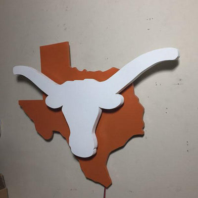 Illuminated Longhorn Texas Sign