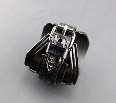Black Leather Cuff Watch