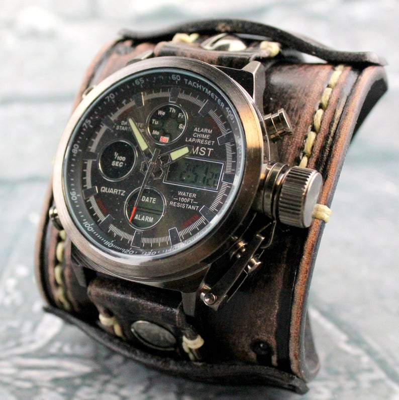 The Explorer Leather Cuff Watch