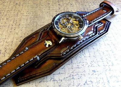 Chronograph Leather Cuff Watch