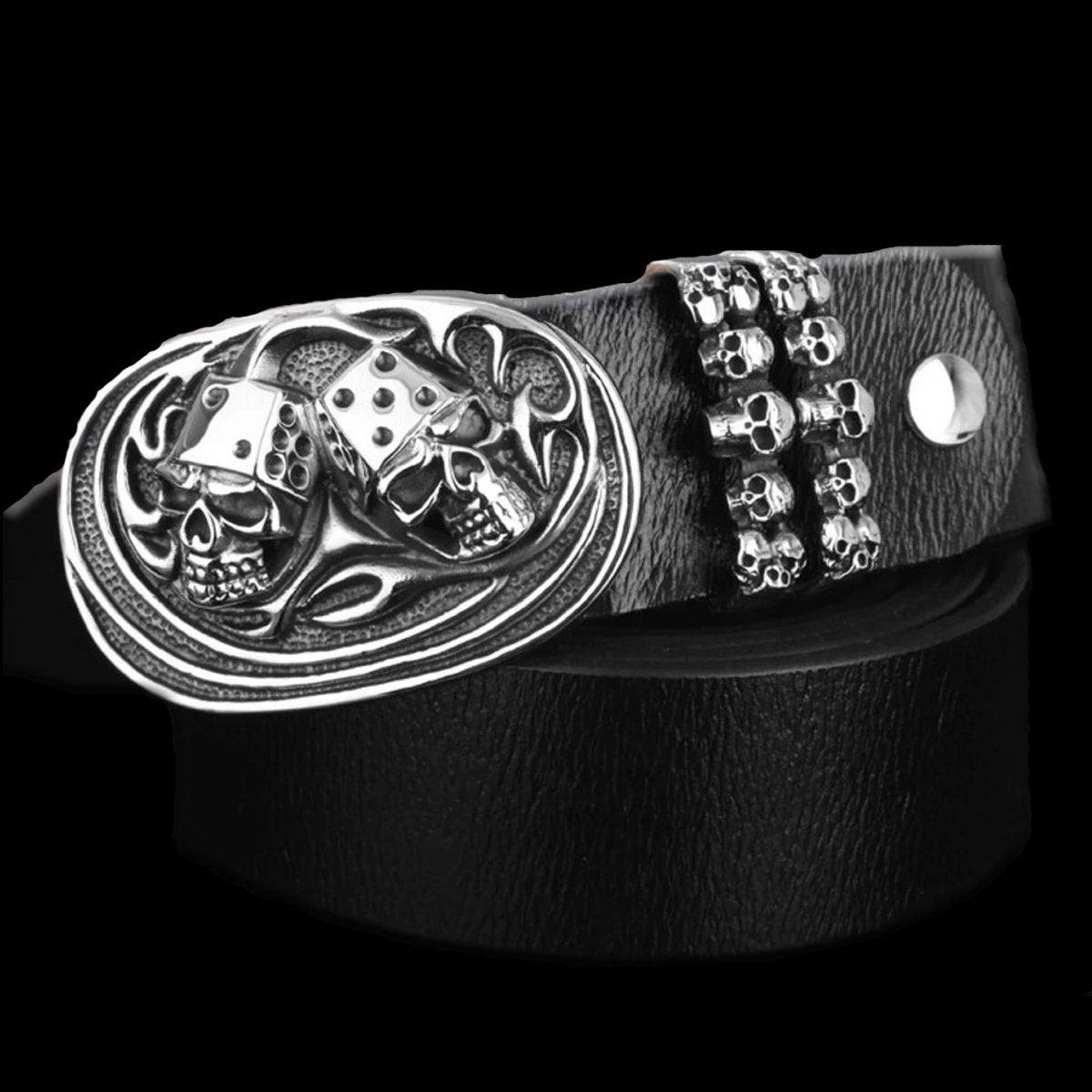 Skull Dice Leather Belt